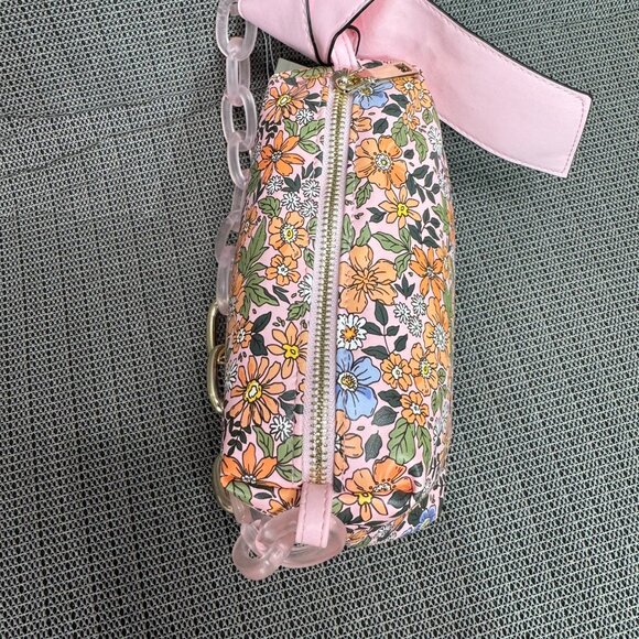 Knotted Shoulder Bag Pink Starlight Floral Design & Chain Strap By No Boundaries - Picture 6 of 9